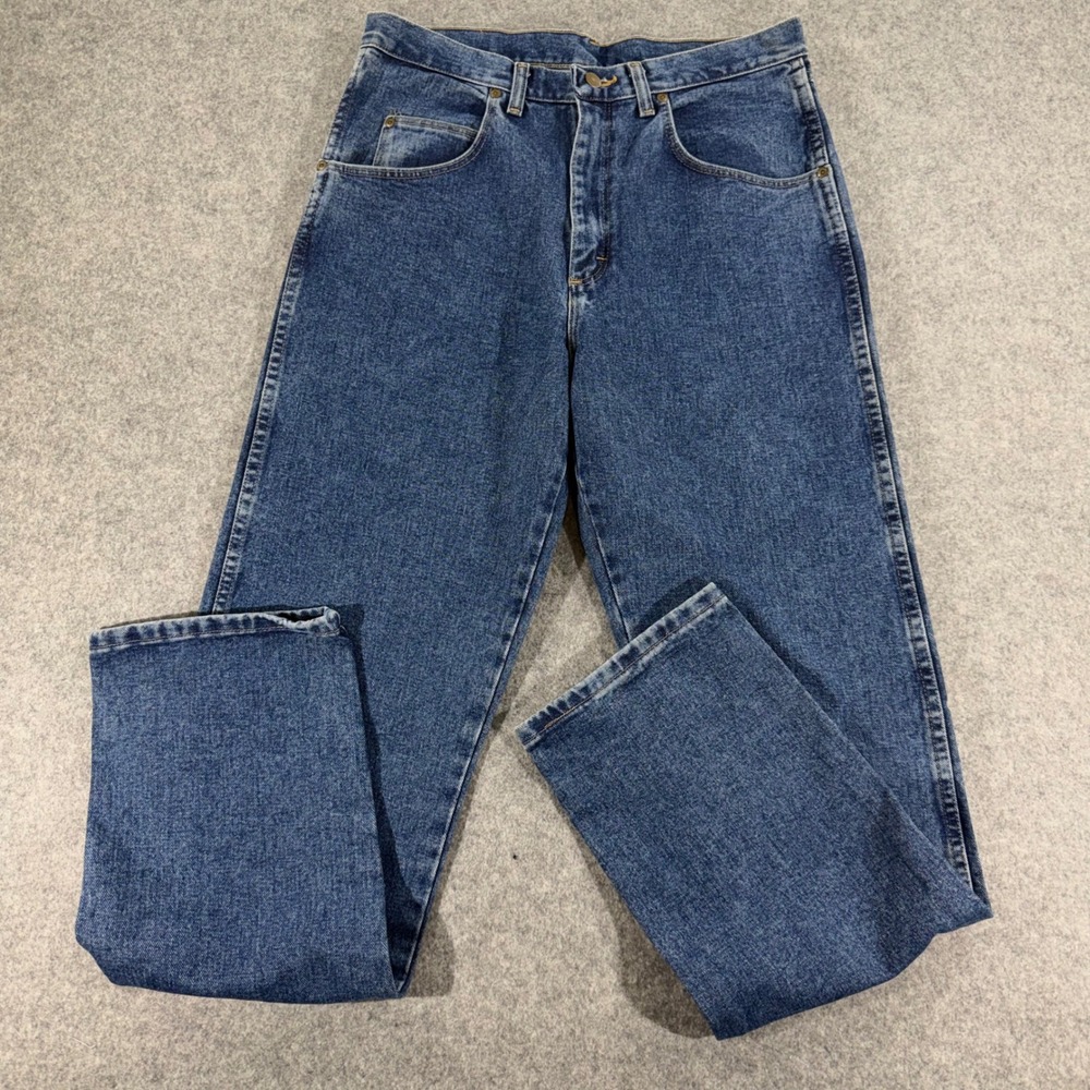 Wrangler Rugged Wear Relaxed Fit Jeans Men 35x34 Blue Denim Straight Leg 35001AI